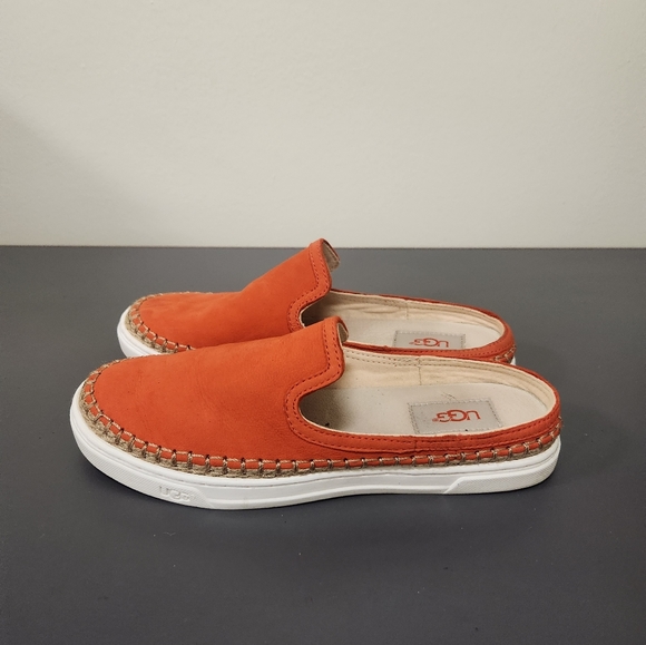 UGG Caleel Leather Orange Slip-On Mules Sz 6.5 - Picture 2 of 10